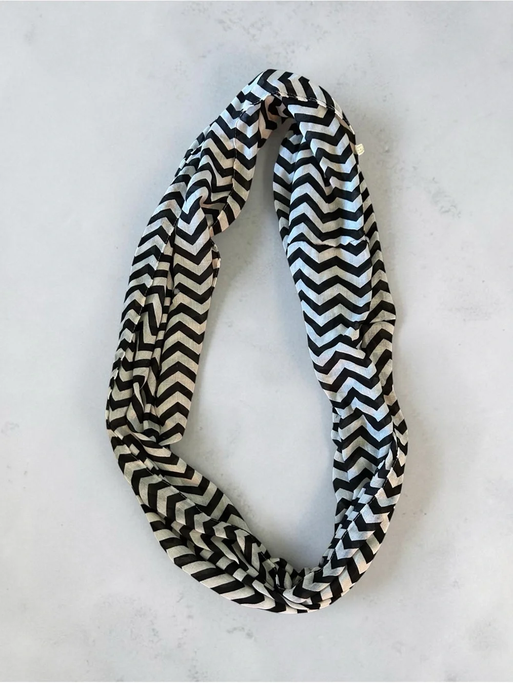 Yester Black & White Chevron Infinity Scarf – 100% Polyester